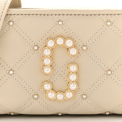 Marc Jacobs Calfskin Quilted Pearl The Softshot 17 Crossbody Oatmilk 8 of 10