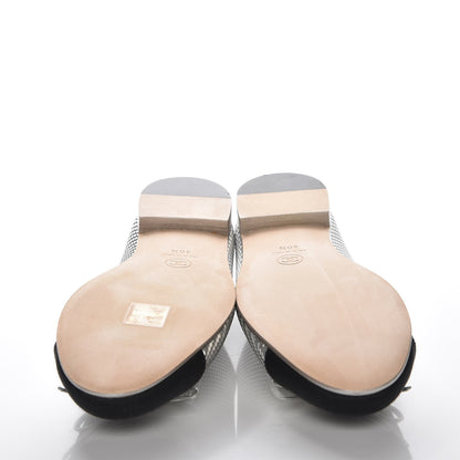 Chanel Metallic PVC Grosgrain Cap Toe Ballerina Flats 40.5 Silver Black 8 of 9