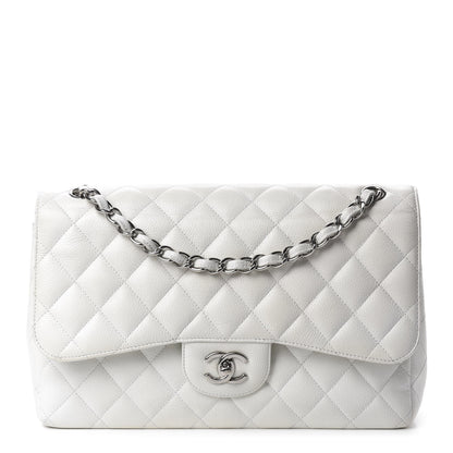 Chanel Caviar Quilted Jumbo Double Flap White 1 of 16