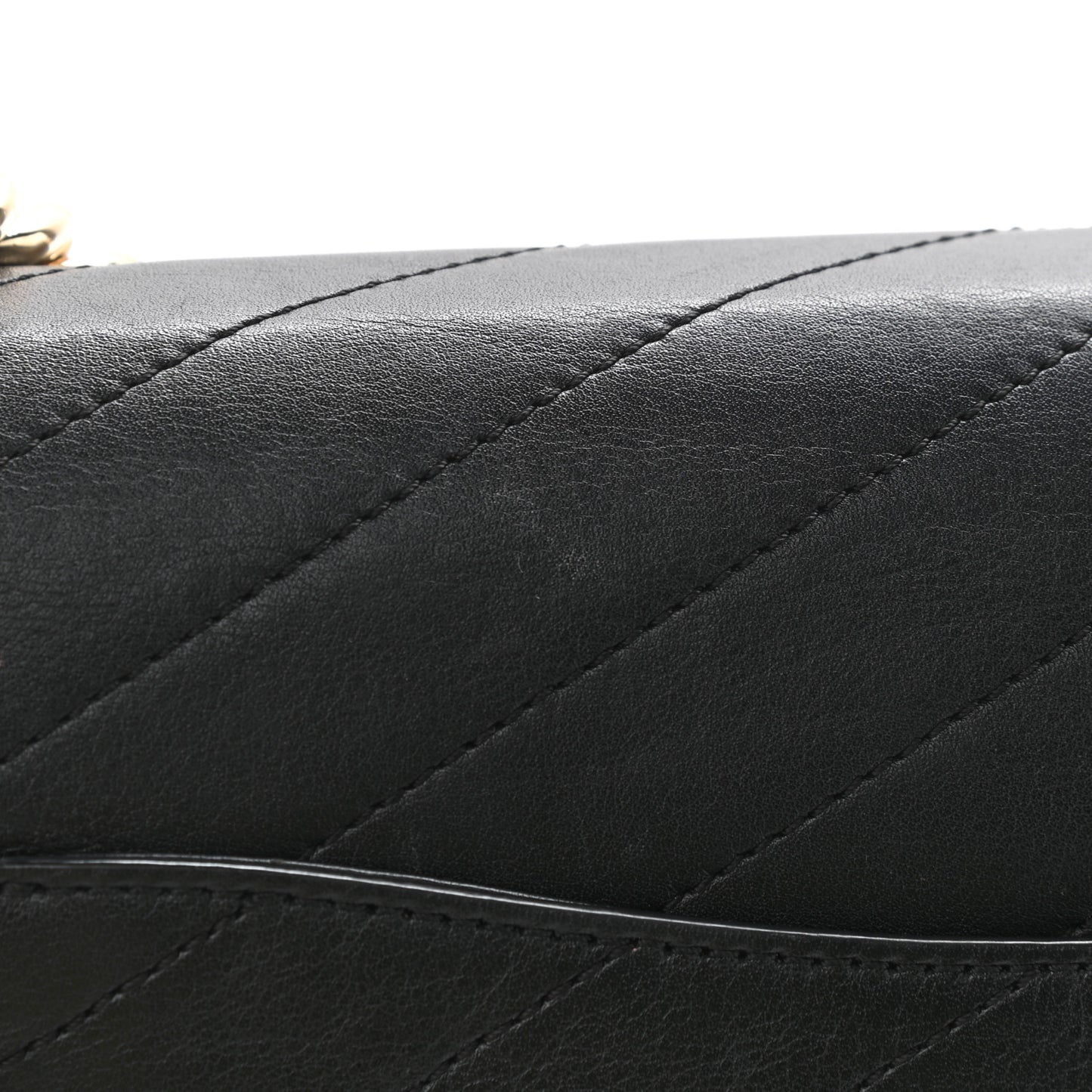 Calfskin Chevron Stitched Medium Coco Flap Bag Black