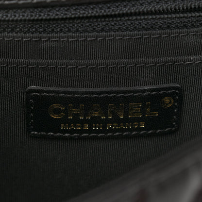 Chanel Calfskin Chevron Quilted Top Handle Flap Black 6 of 12