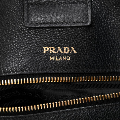 Prada Vitello Daino Side Zip Tote Black 5 of 9