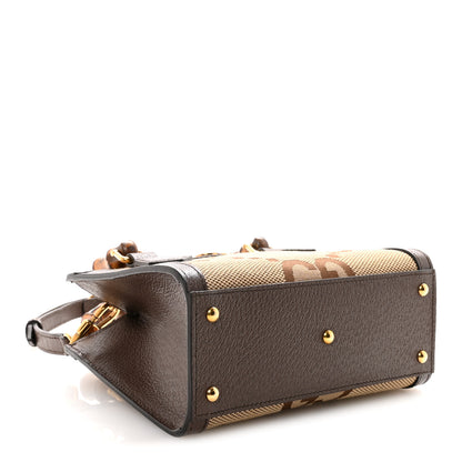 Gucci Monogram Jumbo GG Textured Dollar Calfskin Mini Diana Tote Bag Camel Ebony New Acero Pomegranate Red 4 of 9