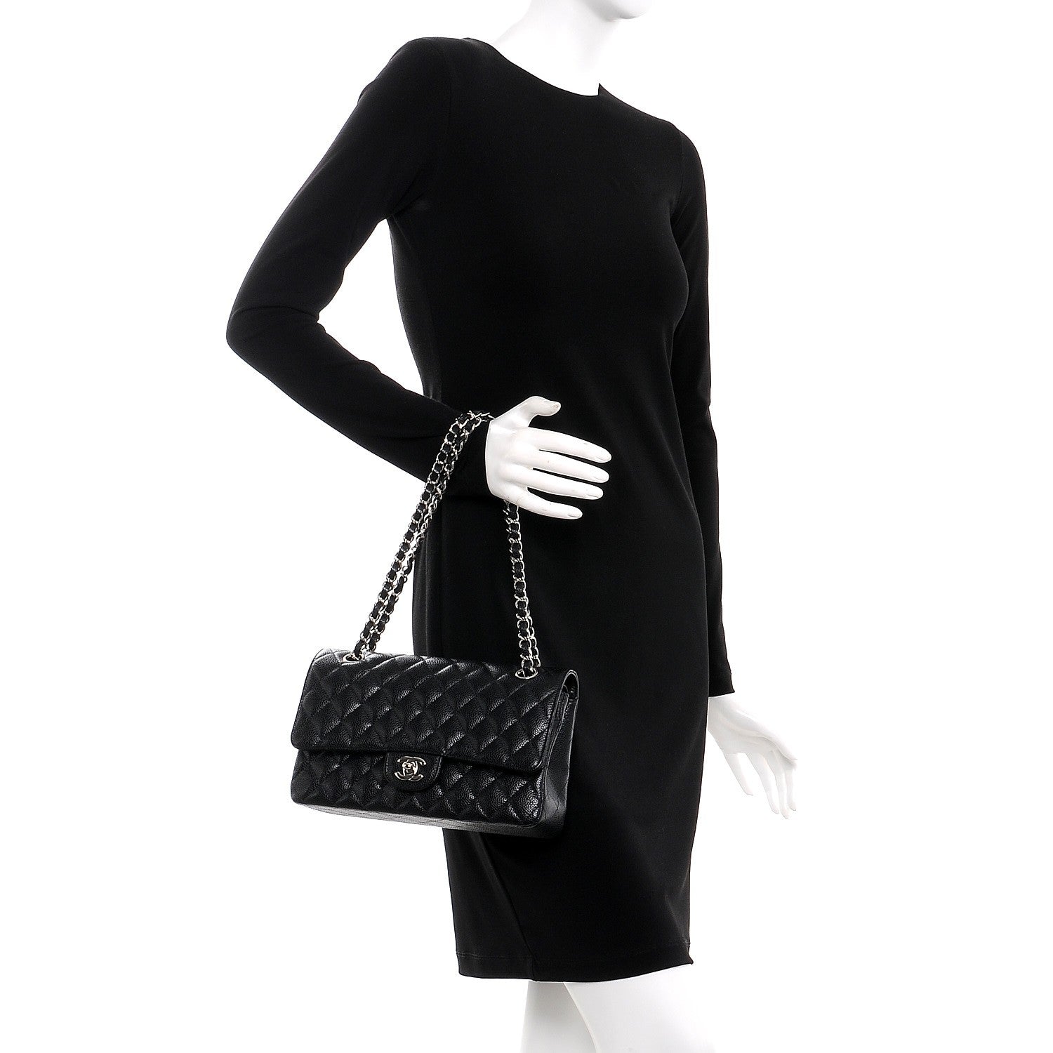 Chanel Caviar Quilted Medium Double Flap Black 2 of 7