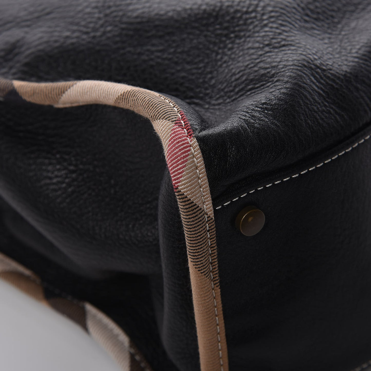 Grainy Calfskin Nova Check Tote Black