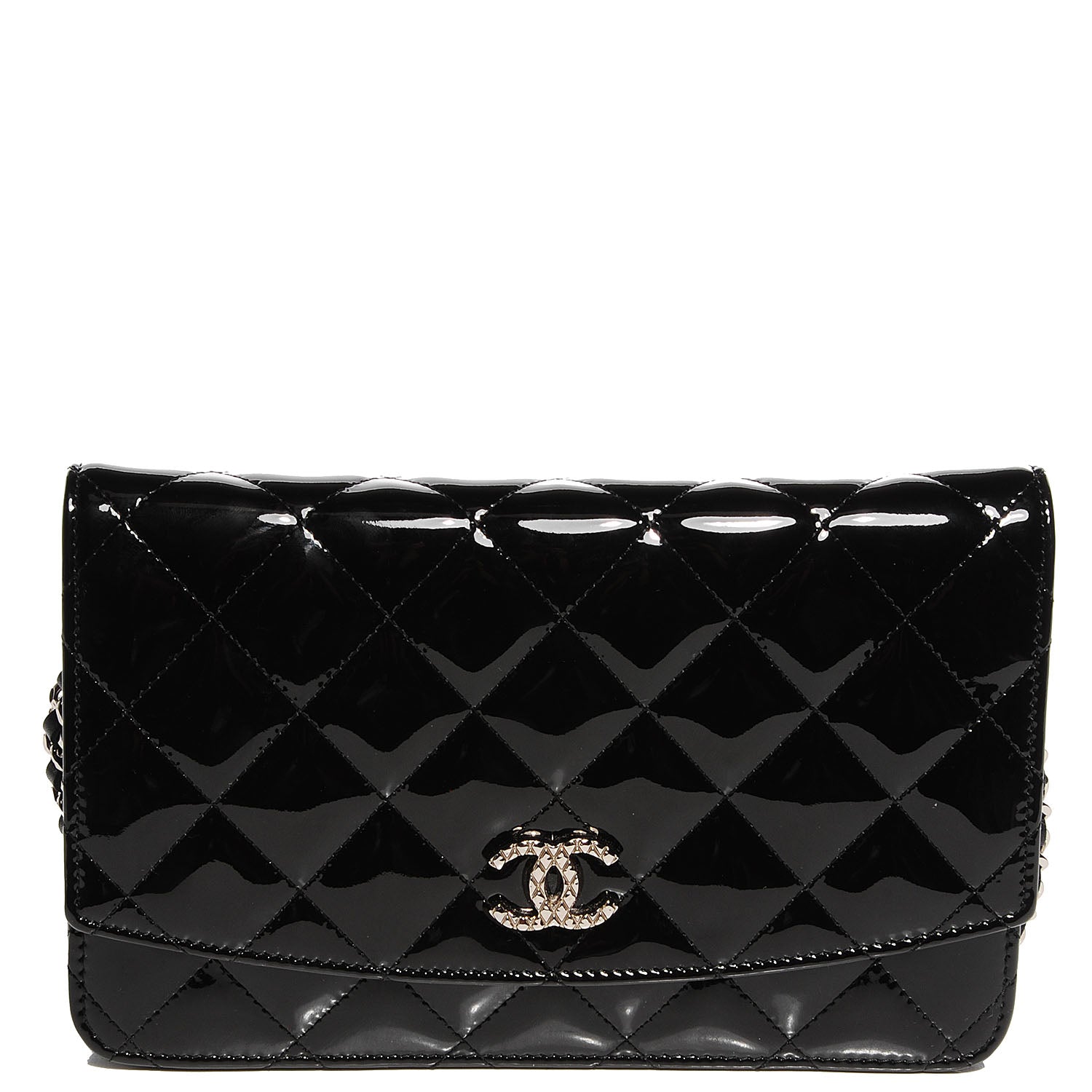 Chanel Patent Quilted Brilliant Wallet On Chain WOC Black 1 of 11