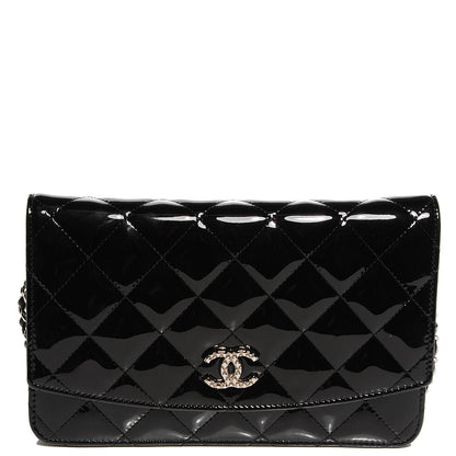 Chanel Patent Quilted Brilliant Wallet On Chain WOC Black 1 of 11