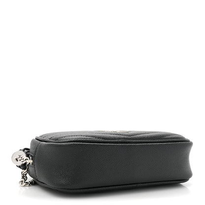 Saint Laurent Grain De Poudre Matelasse Monogram Mini Lou Camera Bag Black 4 of 11