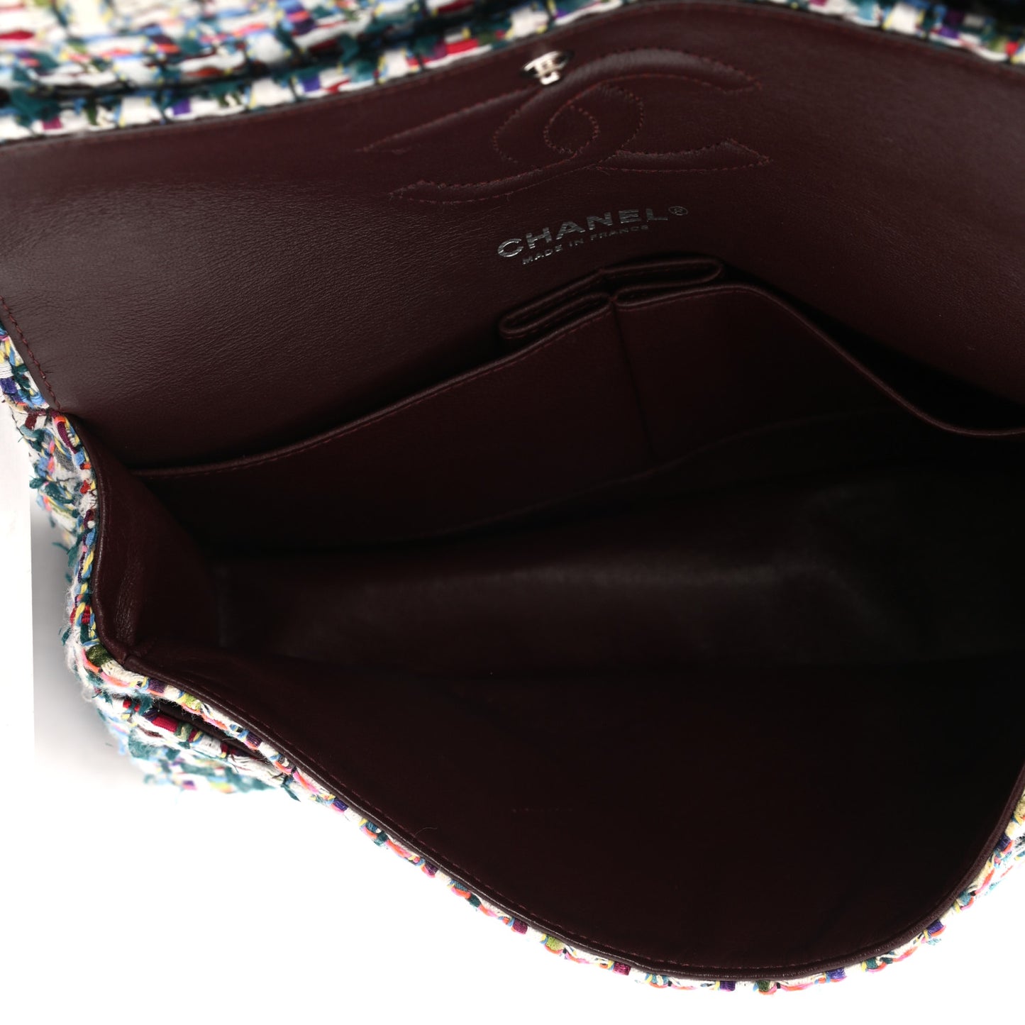 Tweed Quilted Medium Double Flap Multicolor