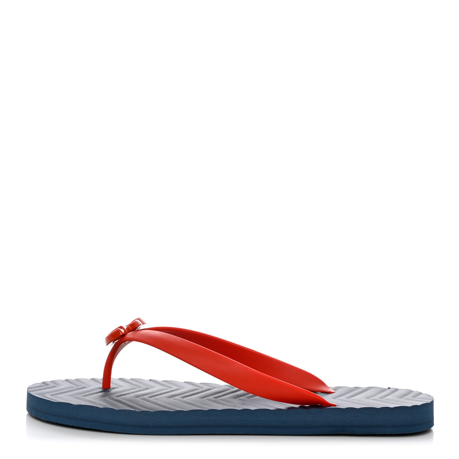 Gucci Rubber Chevron Mens GG Thong Flat Sandals 10 Orange Red 1 of 9