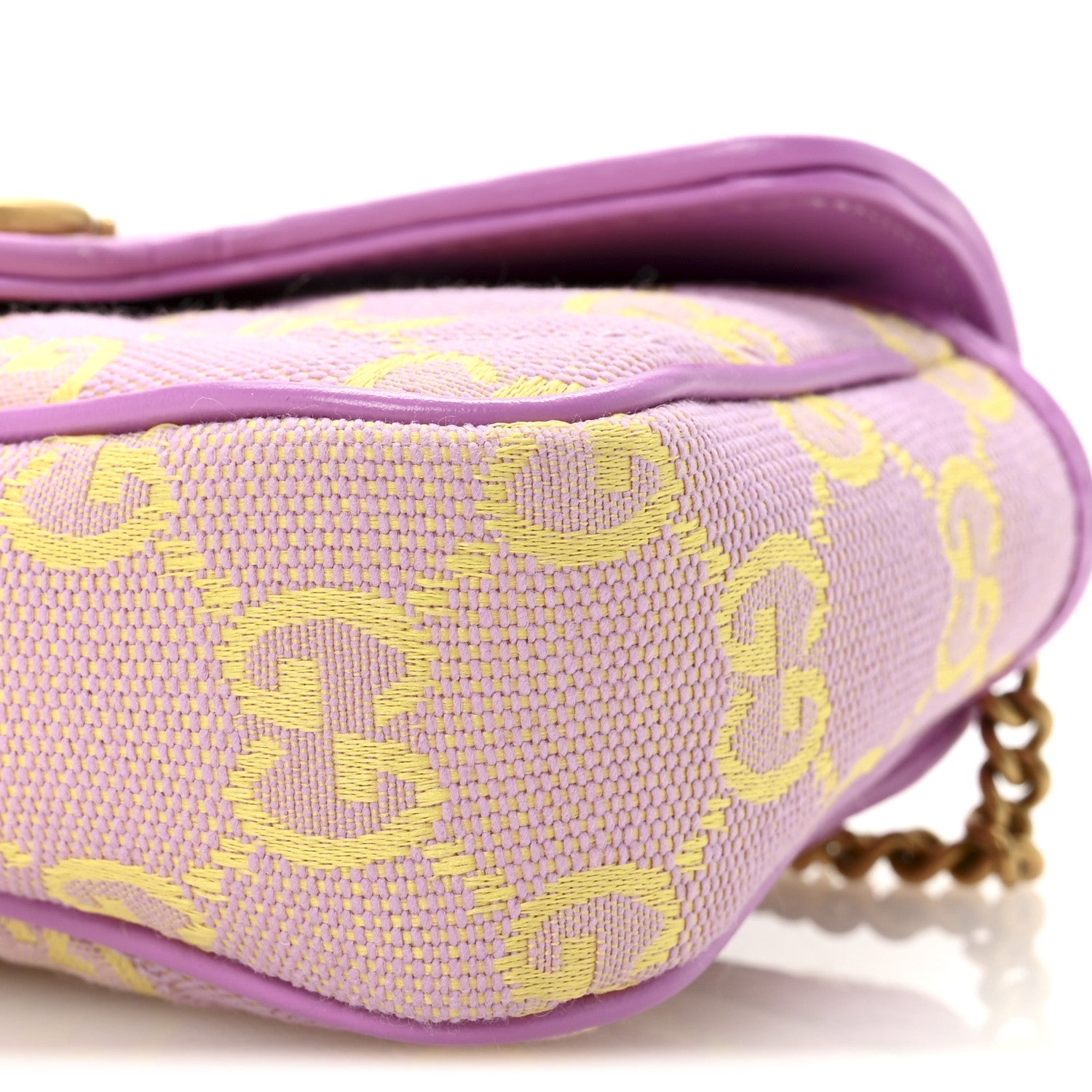 Gucci Monogram Super Mini GG Marmont Shoulder Bag Lilac Yellow 10 of 11