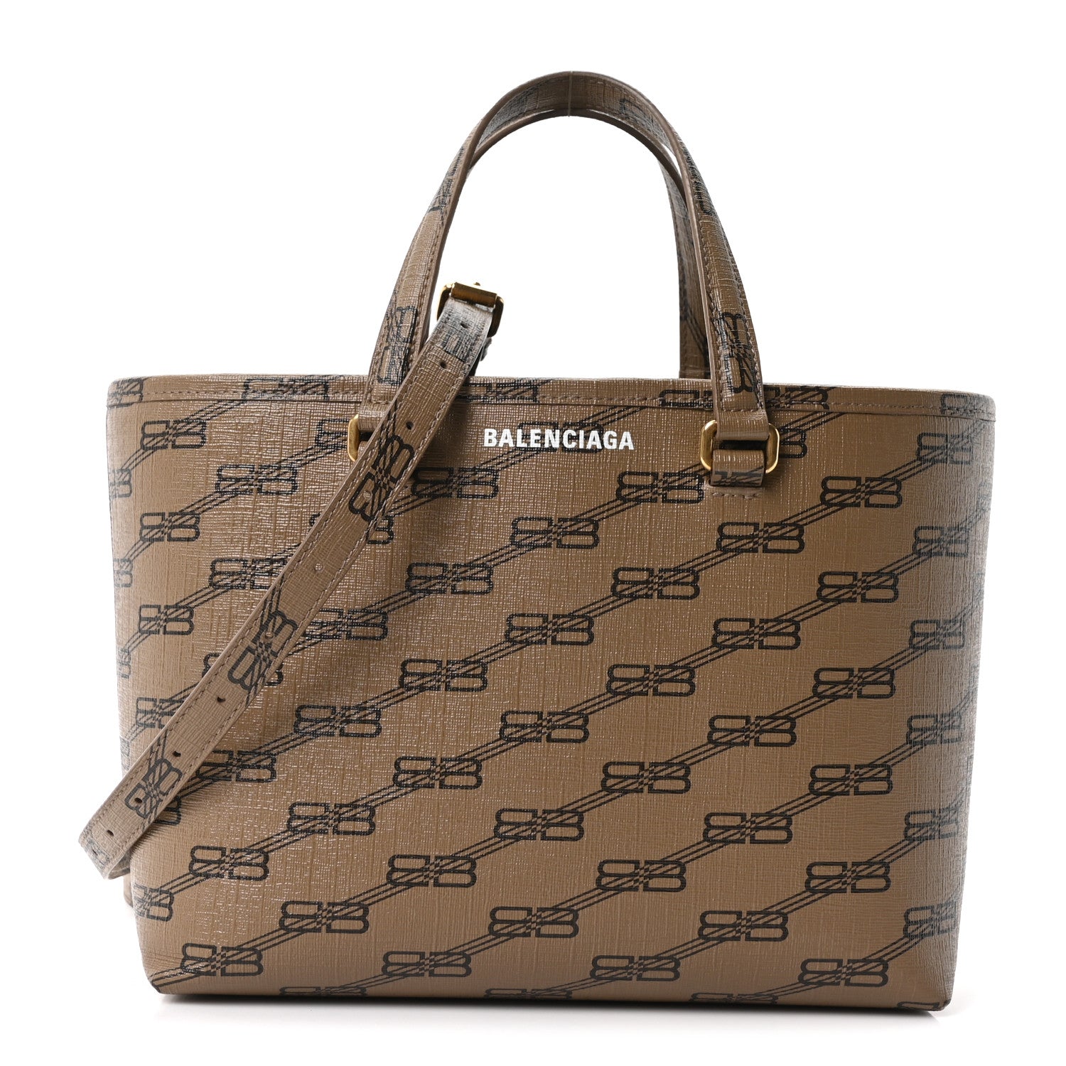 Balenciaga Coated Canvas BB Monogram Small Signature East West Shopper Bag Beige Brown 1 of 10