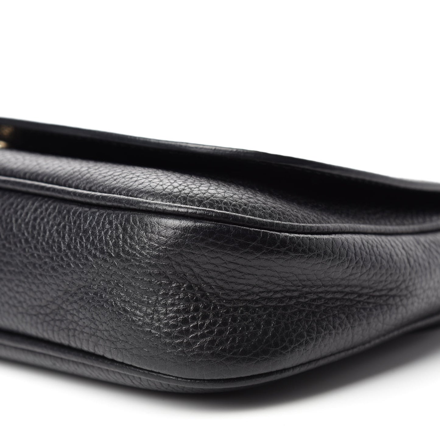 Pebbled Calfskin Medium Soho Flap Crossbody Black