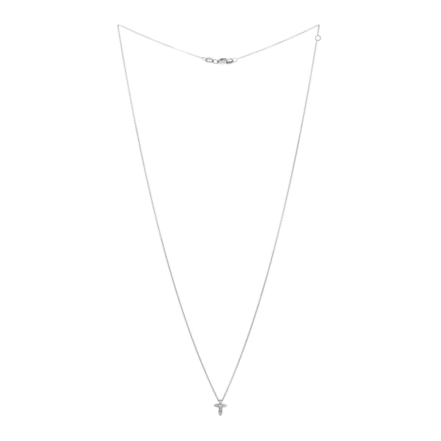 18K White Gold Diamond Tiny Treasures Baby Cross Pendant Necklace