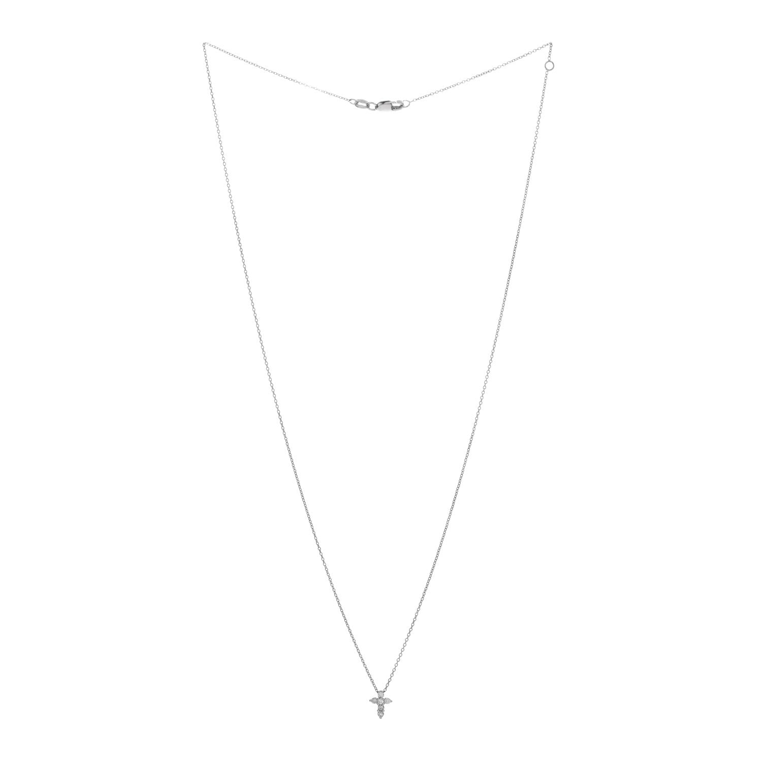 Roberto Coin 18K White Gold Diamond Tiny Treasures Baby Cross Pendant Necklace 3 of 4