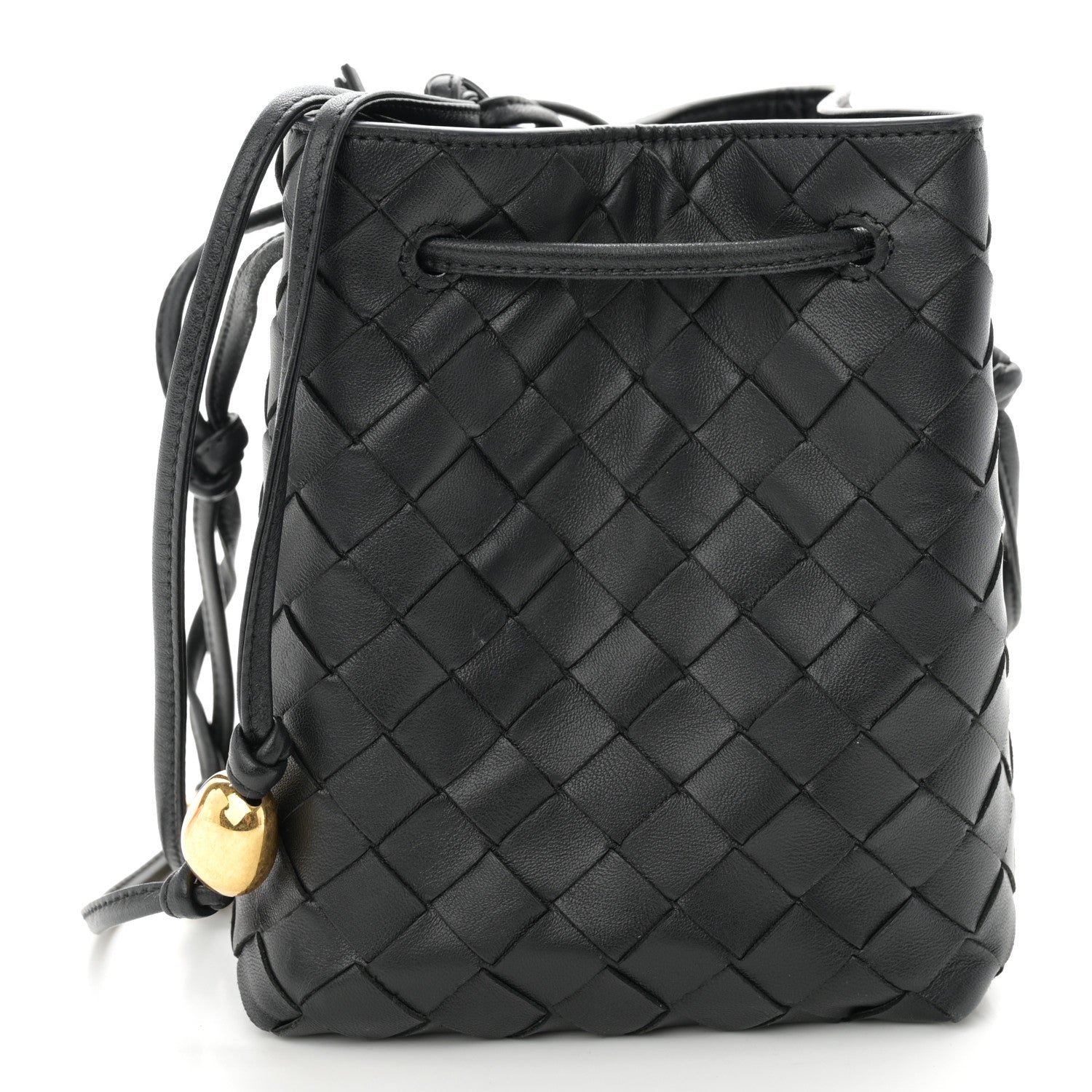 Bottega Veneta Nappa Intrecciato Small Drawstring Bucket Bag Black 1 of 10