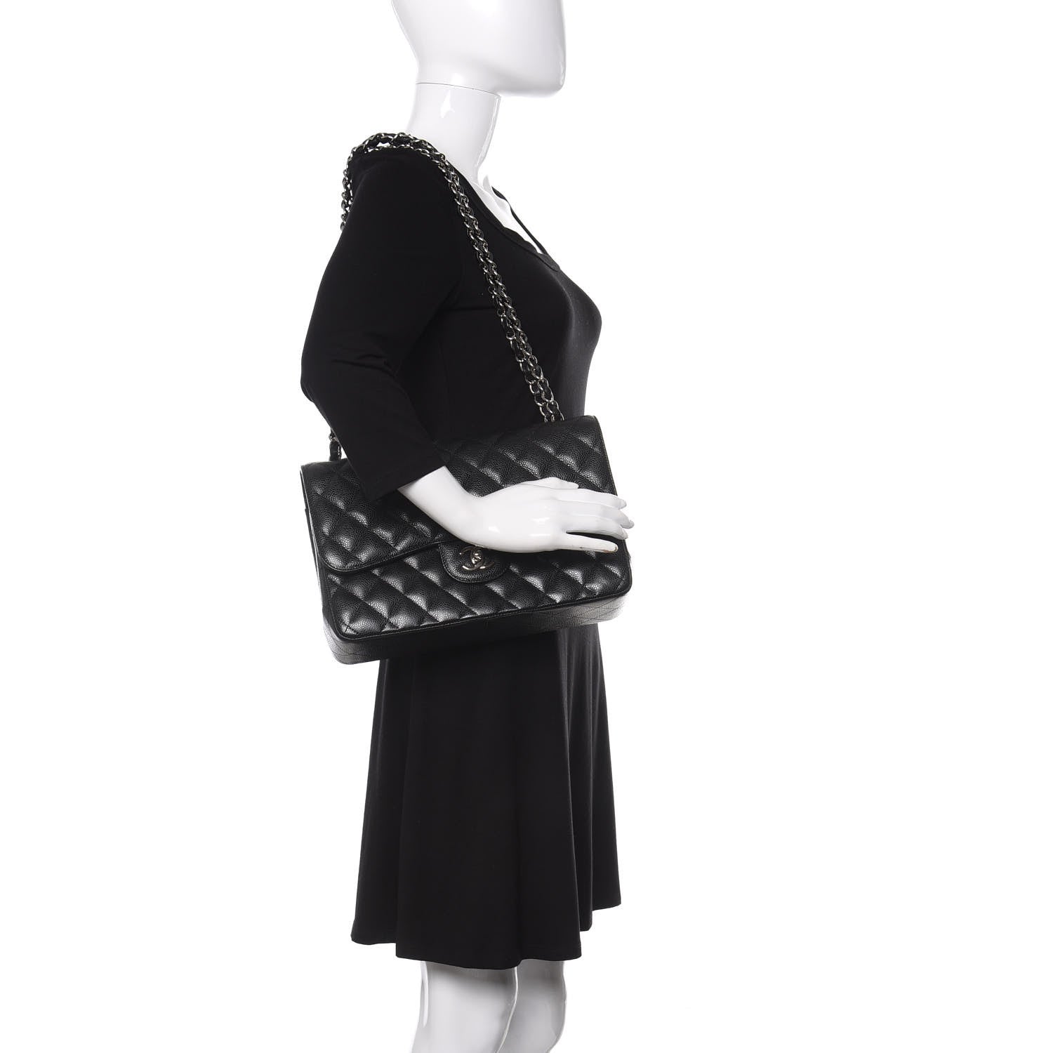 Chanel Caviar Quilted Jumbo Double Flap Black 2 of 11