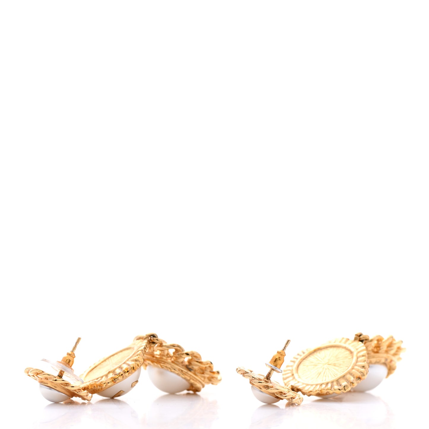 Pearl CC Drop Earrings Gold