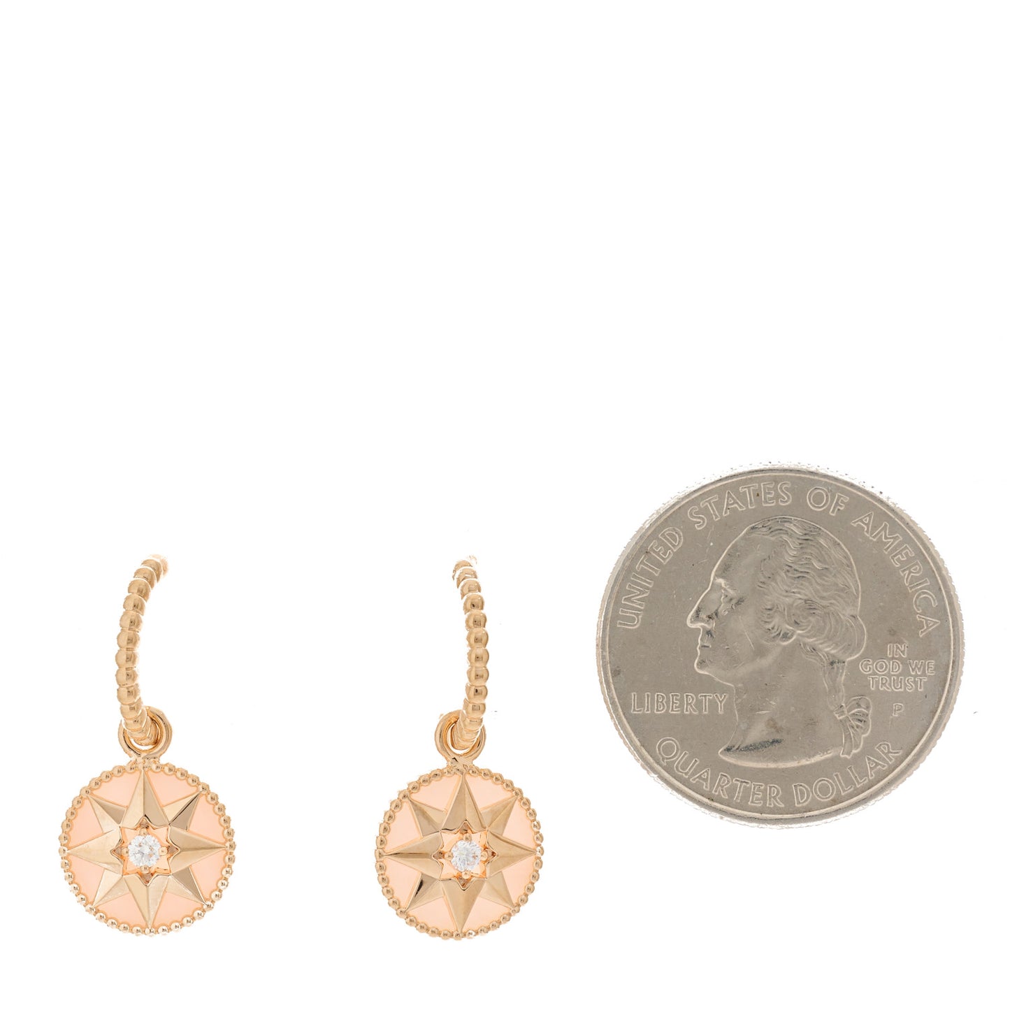 18K Rose Gold Diamond Pink Opal Rose Des Vents Drop Earrings