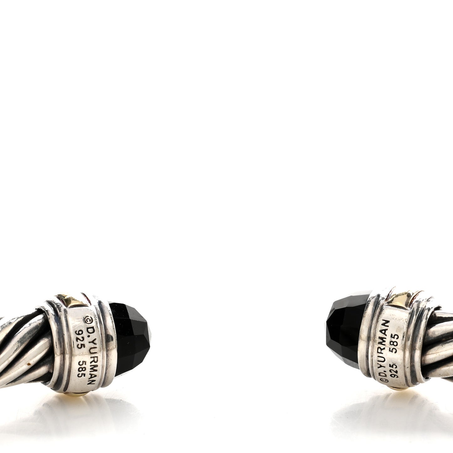 Sterling Silver 14K Yellow Gold Black Onyx 7mm Cable Classics Bracelet
