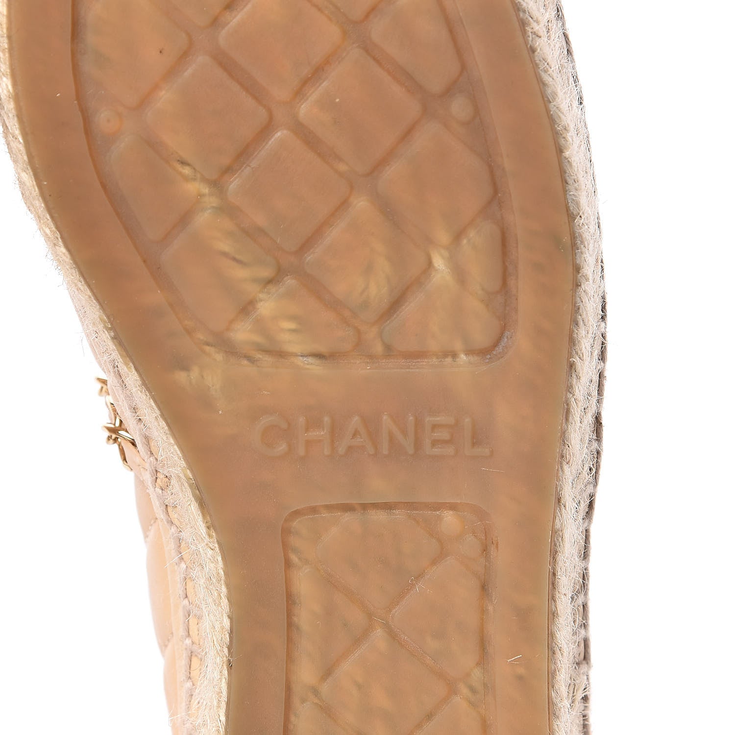 Chanel Lambskin Grosgrain Quilted CC Chain Espadrilles 35 Beige Black 7 of 11