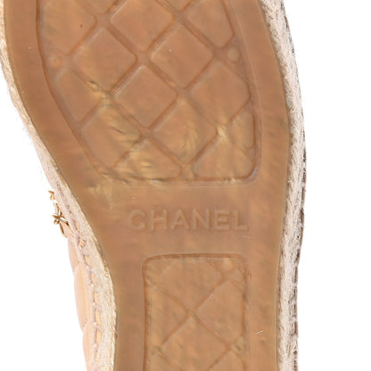 Chanel Lambskin Grosgrain Quilted CC Chain Espadrilles 35 Beige Black 7 of 11