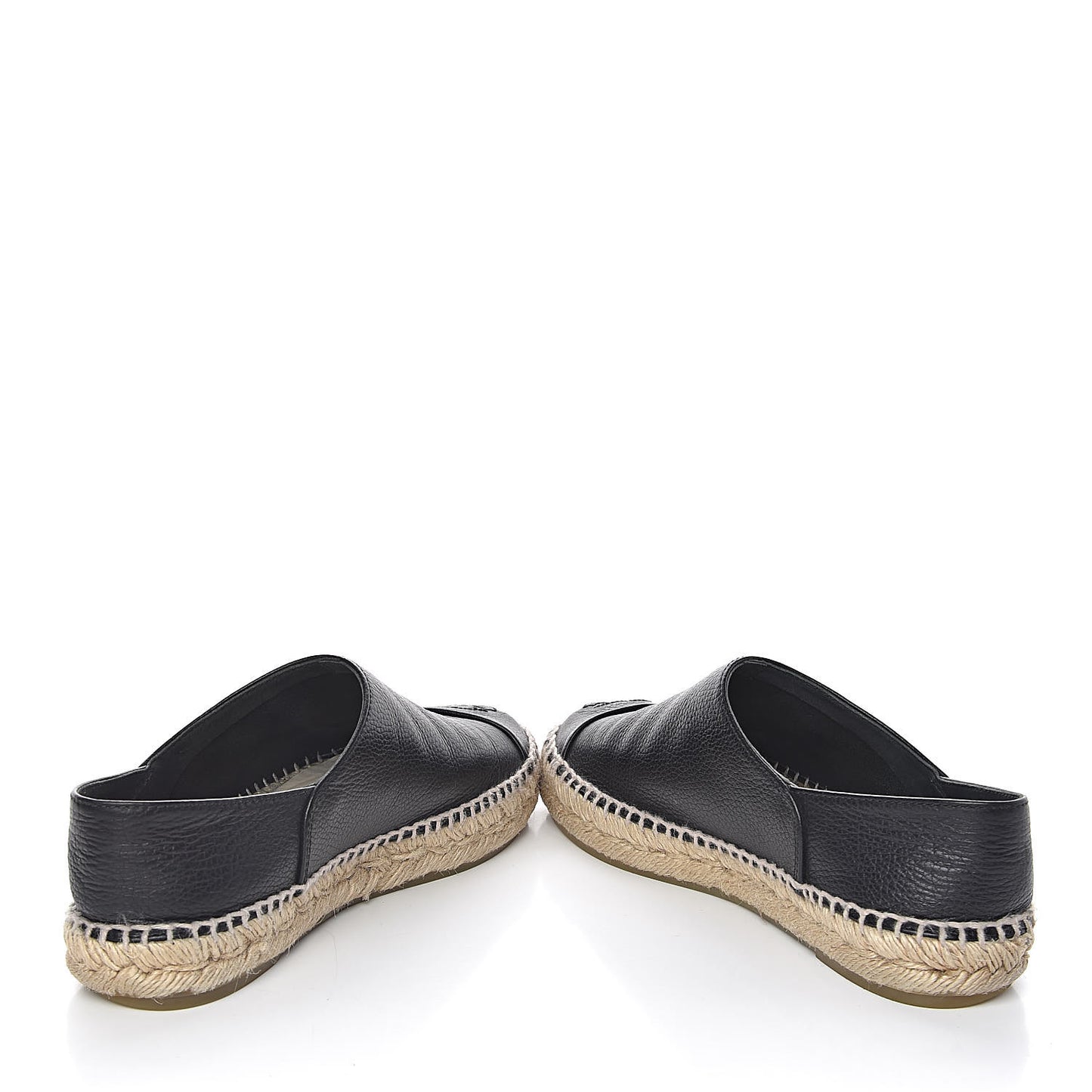 Grained Calfskin CC Espadrilles 38 Black