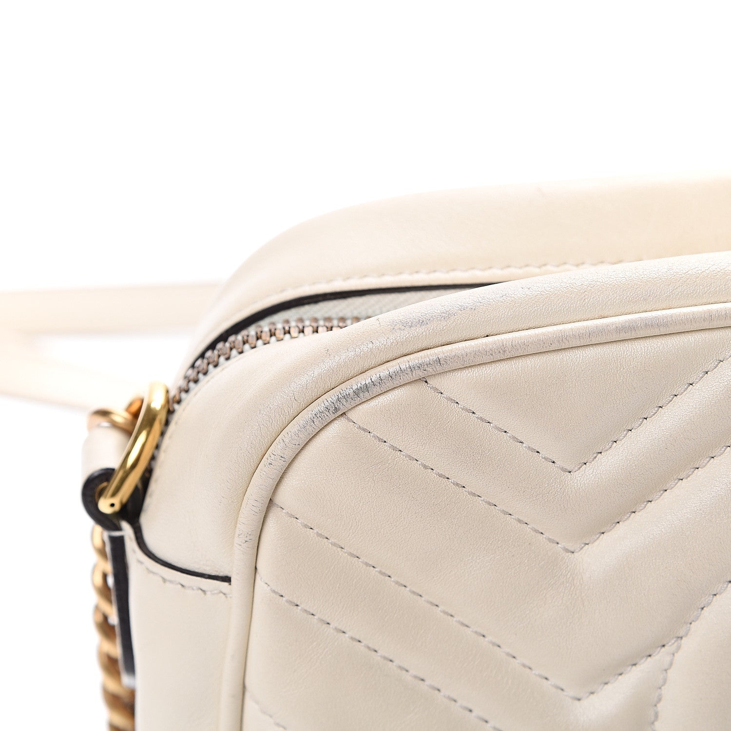Gucci Calfskin Matelasse Small GG Marmont Chain Shoulder Bag White 14 of 18