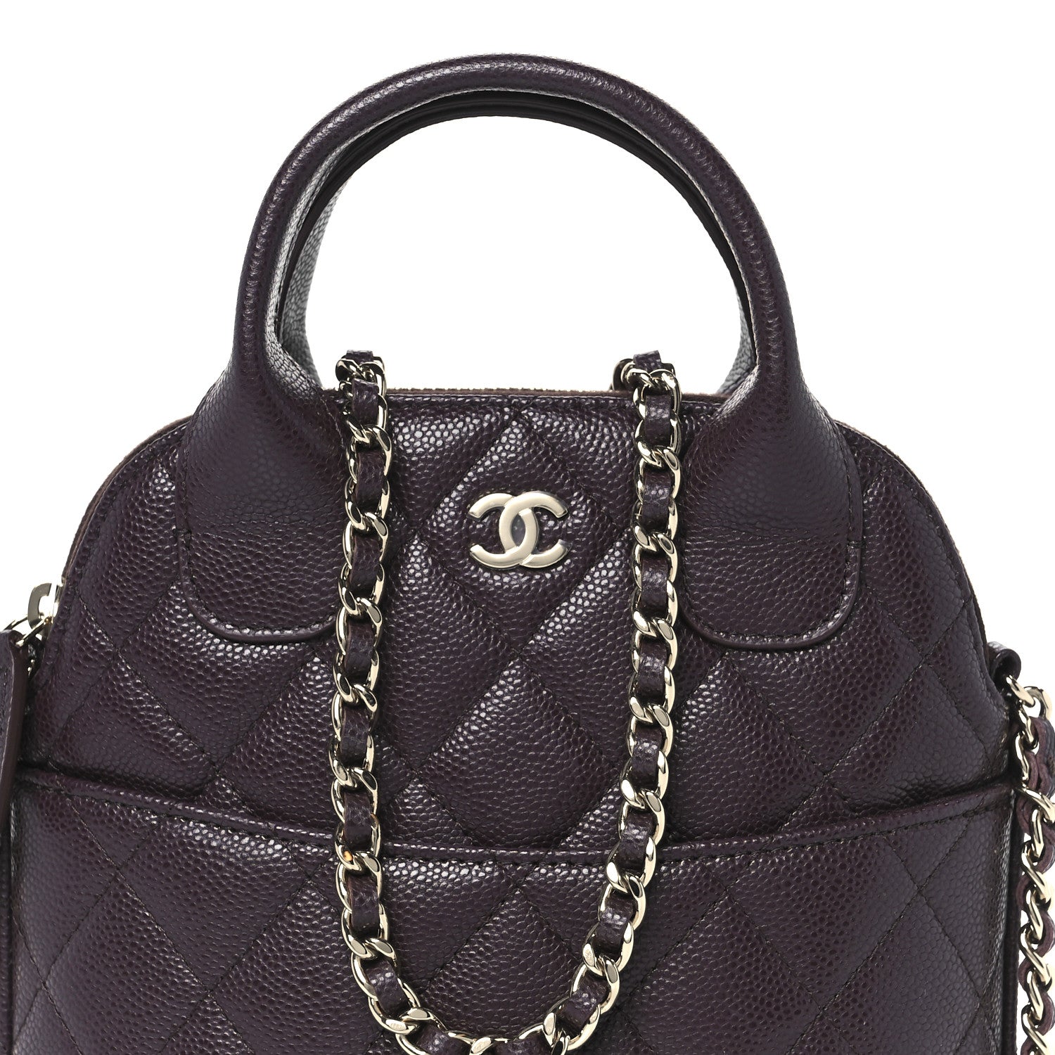 Chanel Caviar Quilted Top Handle Clutch With Chain Dark Brown 8 of 11