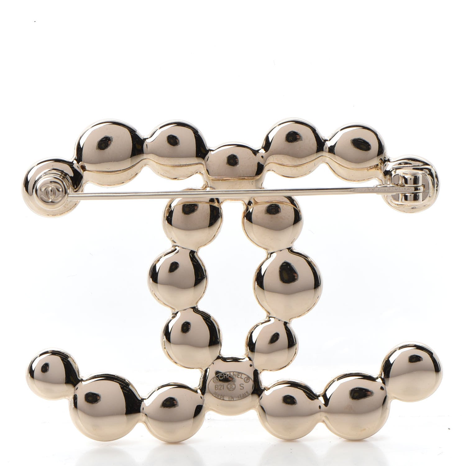 Chanel Metal Beaded CC Brooch Gold 3 of 4