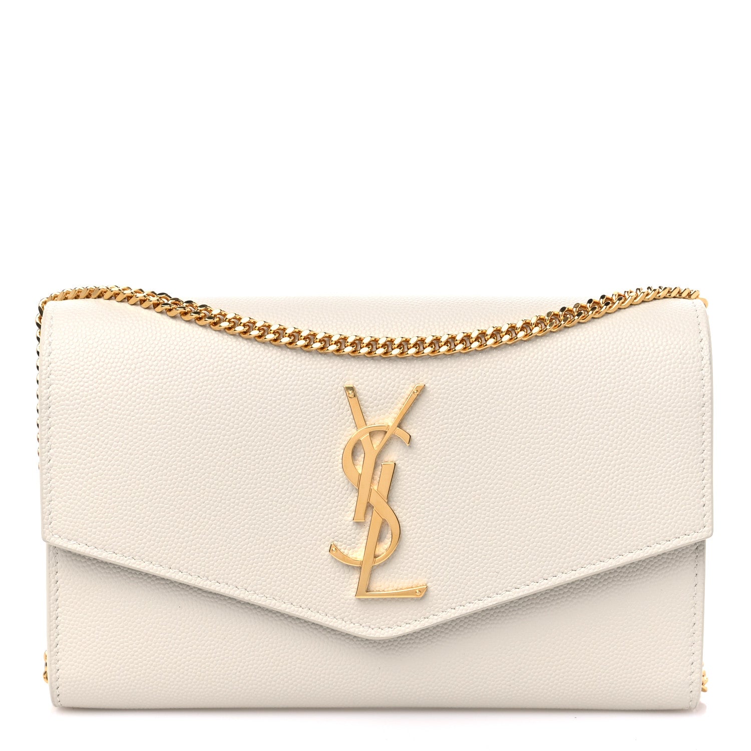 Saint Laurent Grain De Poudre Monogram Uptown Chain Wallet Crema Soft 3 of 11