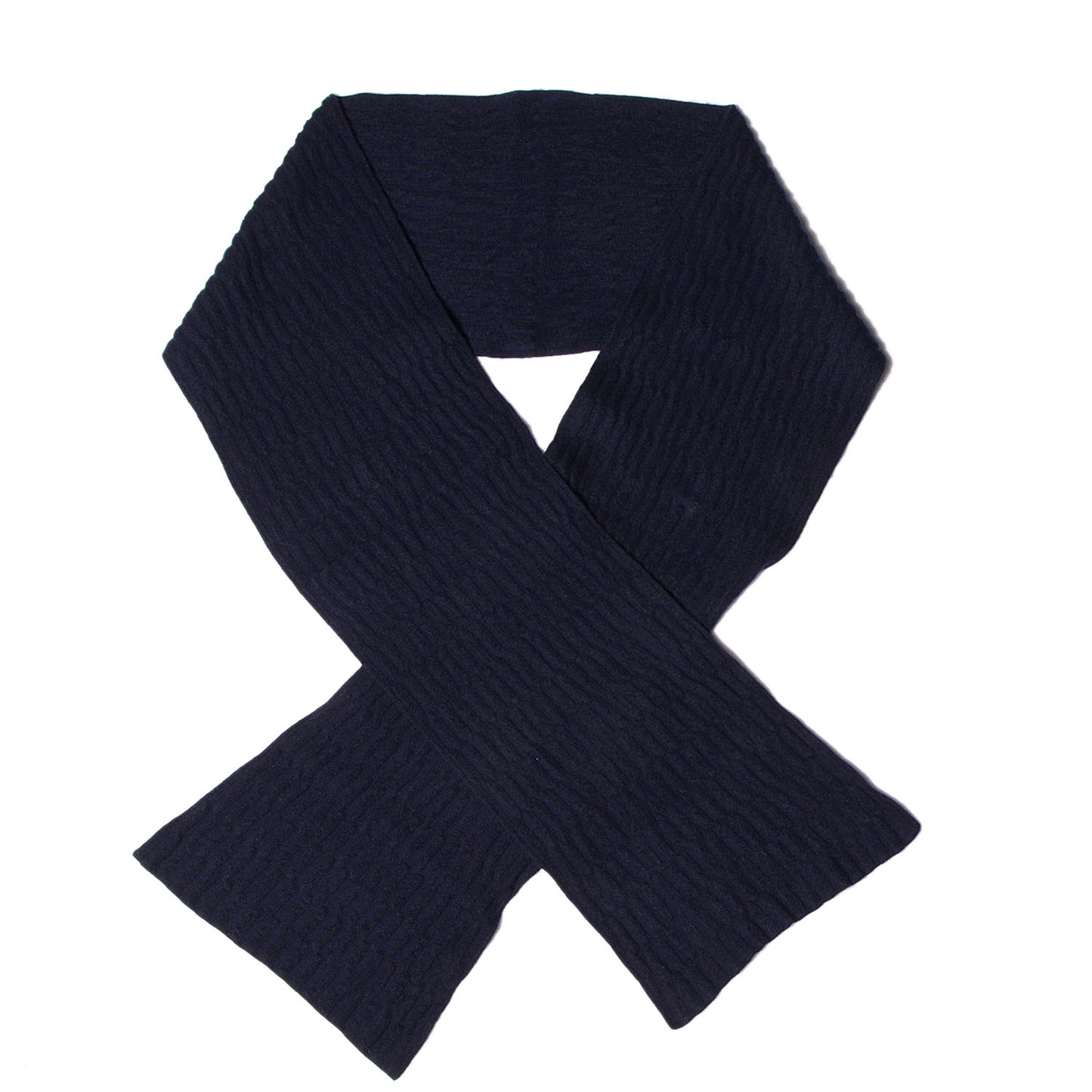 Cashmere Wool Silk Knit Scarf Navy
