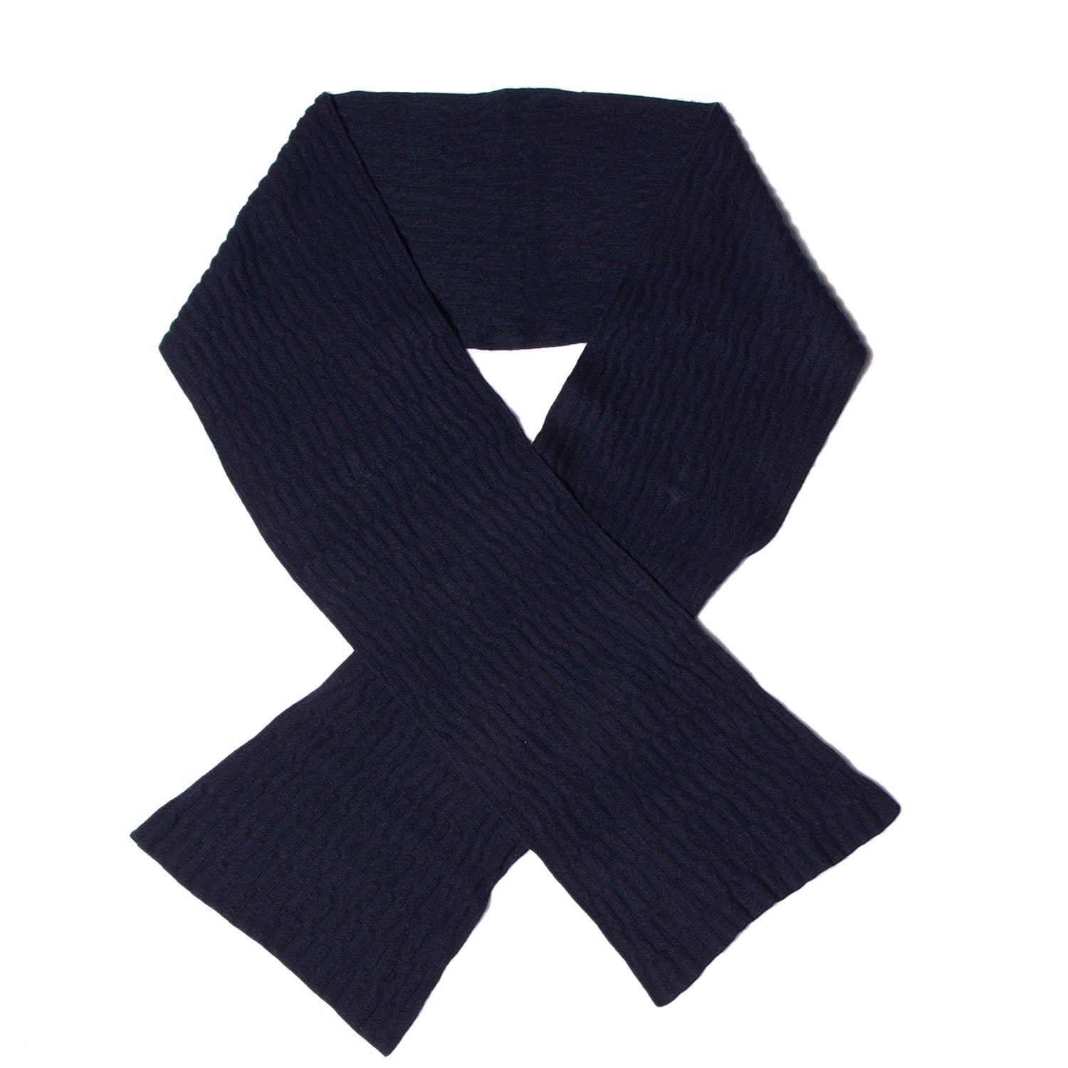 Hermes Cashmere Wool Silk Knit Scarf Navy 1 of 4