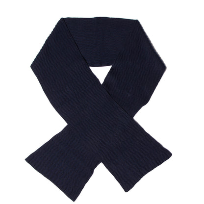 Hermes Cashmere Wool Silk Knit Scarf Navy 1 of 4