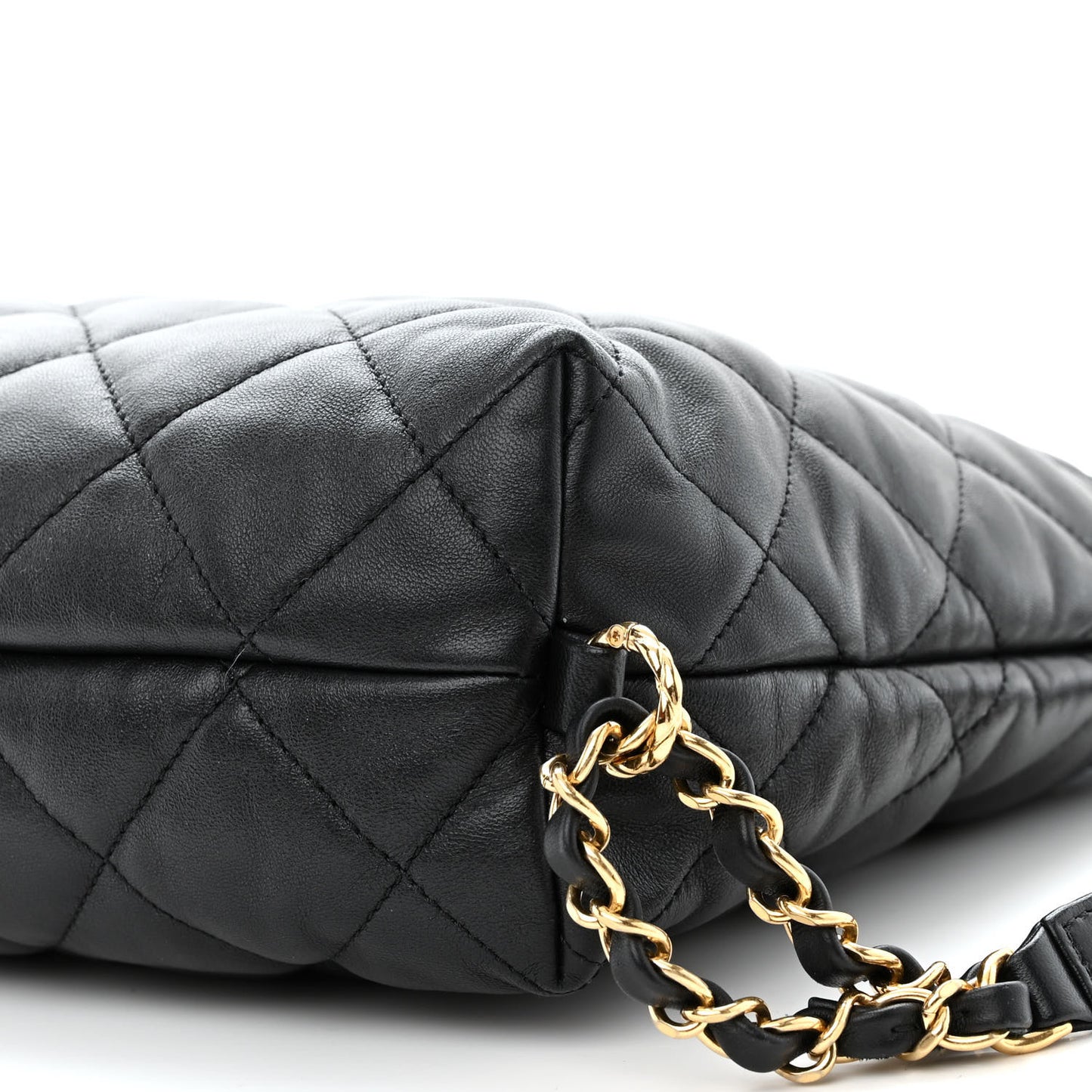 Lambskin Quilted Maxi Hobo Black