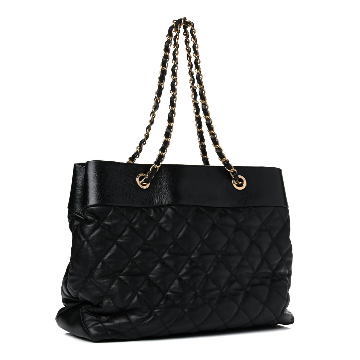 Calfskin Quilted Large Soft Elegance Tote Black
