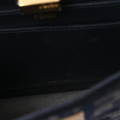 Fendi Chenille Vitello Seta FF Small Peekaboo I SEE U Satchel Grigio Blue Notte 7 of 12