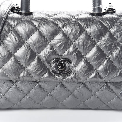 Chanel Metallic Aged Calfskin Quilted Mini Coco Handle Flap Charcoal 7 of 9