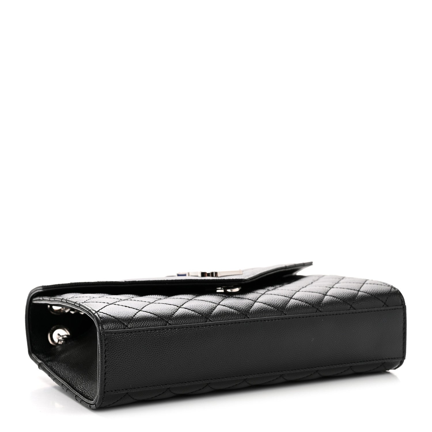 Saint Laurent Grain De Poudre Textured Mixed Matelasse Triquilt Medium Monogram Satchel Black 4 of 12