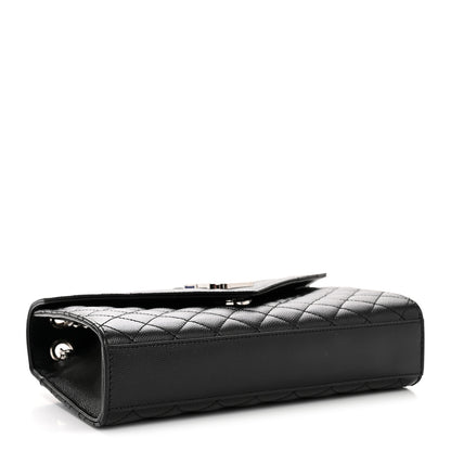 Saint Laurent Grain De Poudre Textured Mixed Matelasse Triquilt Medium Monogram Satchel Black 4 of 12