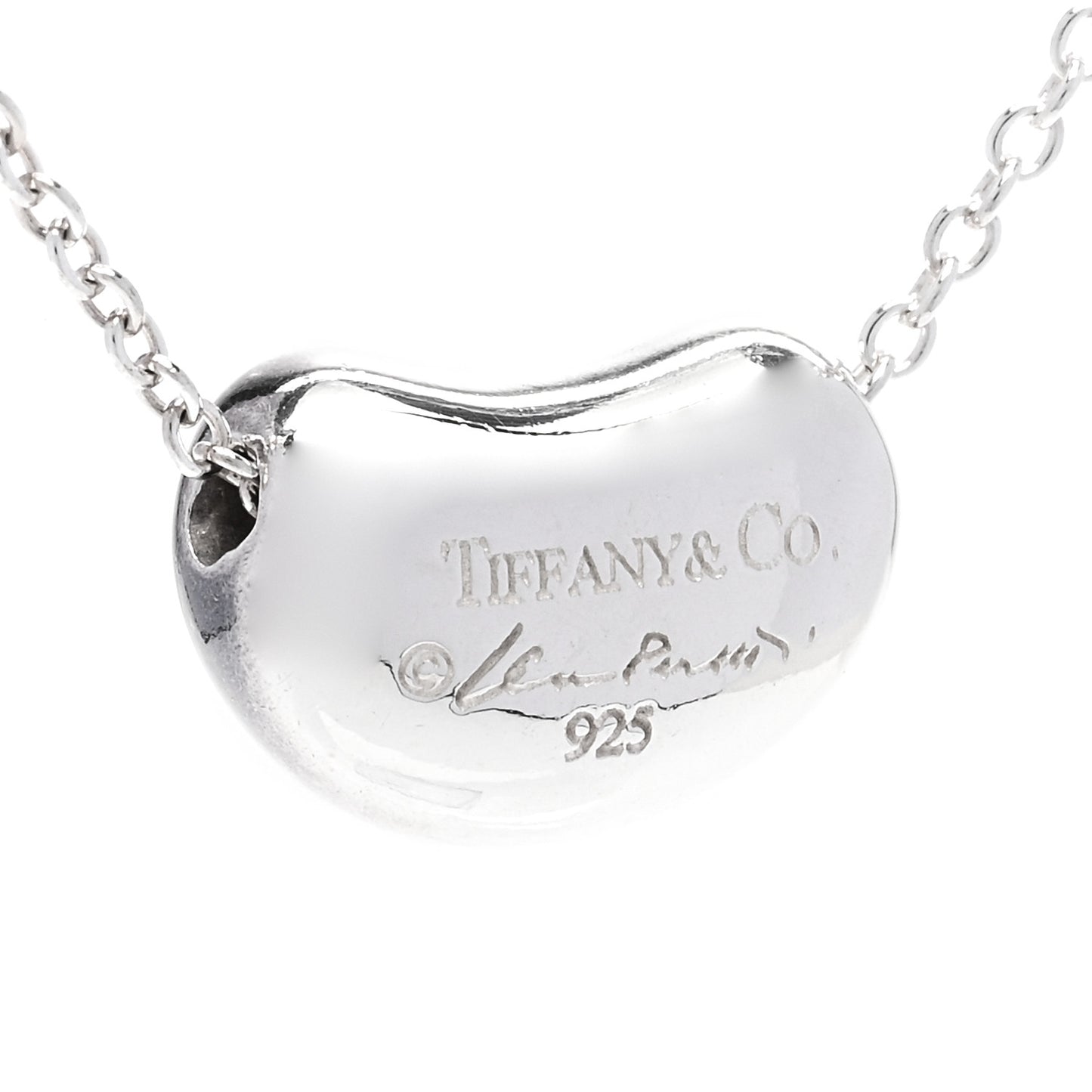 Sterling Silver 11mm Elsa Peretti Bean Pendant Necklace