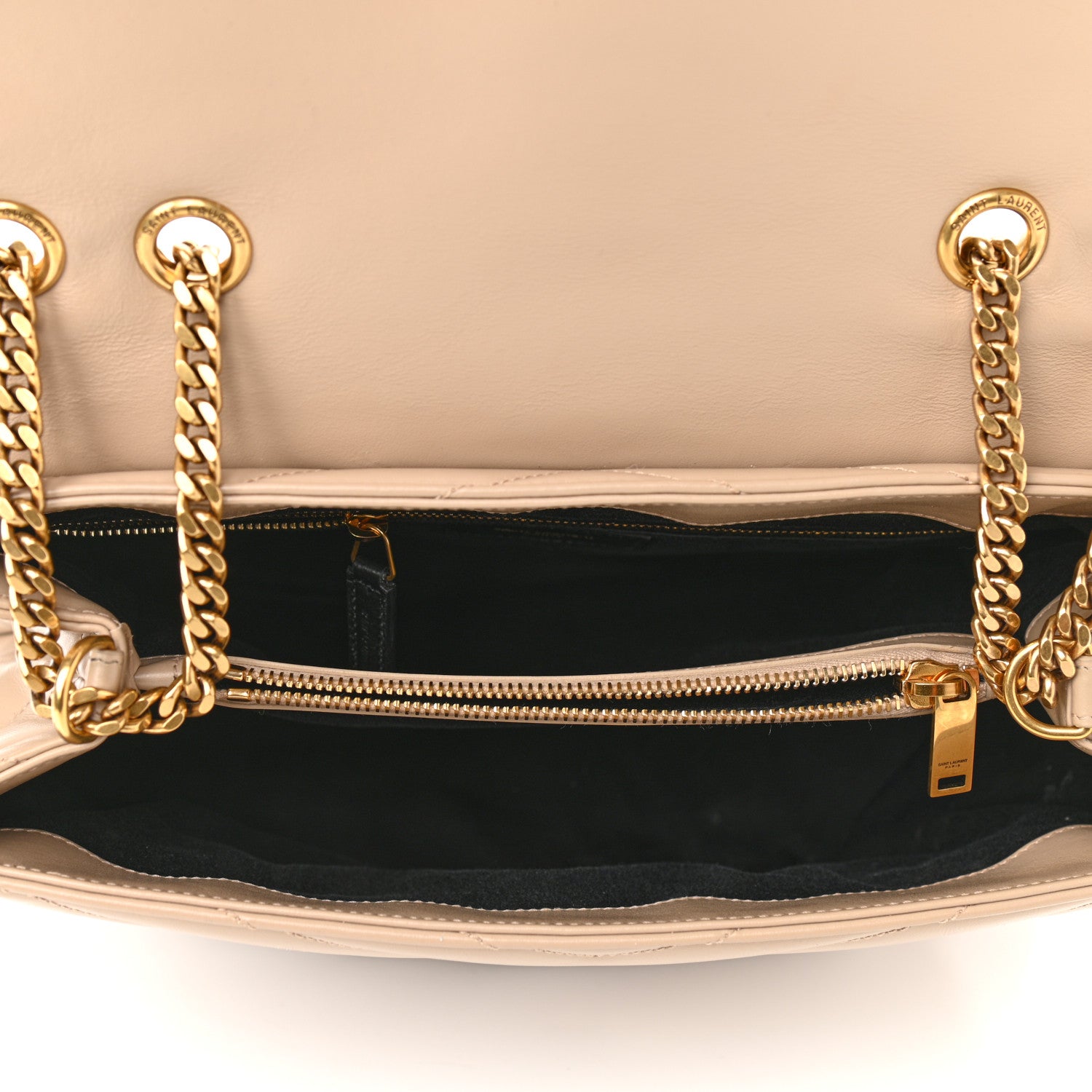Saint Laurent Calfskin Y Quilted Monogram Medium Loulou Chain Satchel Dark Latte 5 of 15