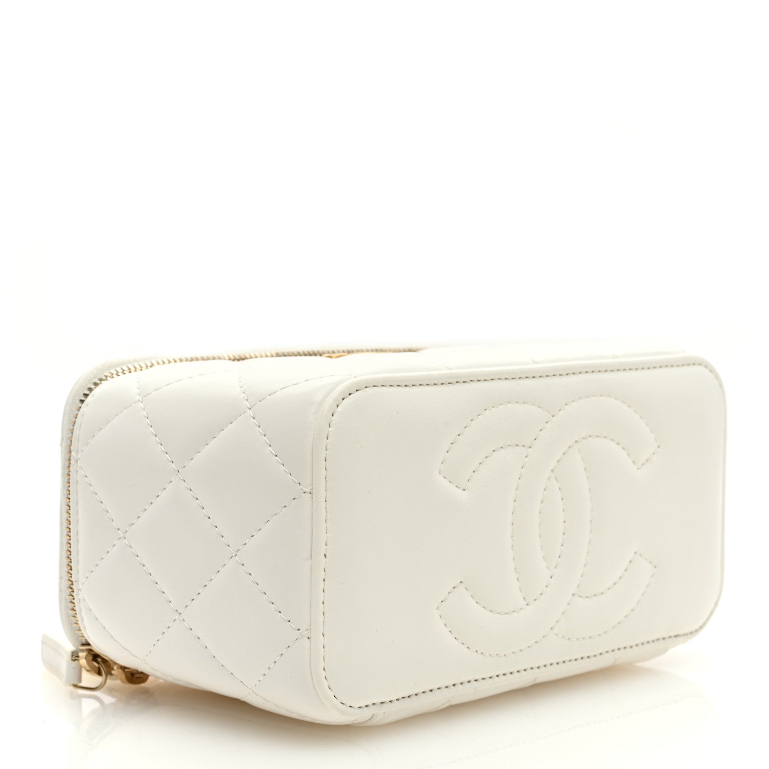 Chanel Lambskin Quilted Small Pillow Crush Vanity Case With Chain White 4 of 11