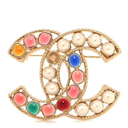 Chanel Pearl Gripiox CC Brooch Multicolor Light Gold 1 of 4
