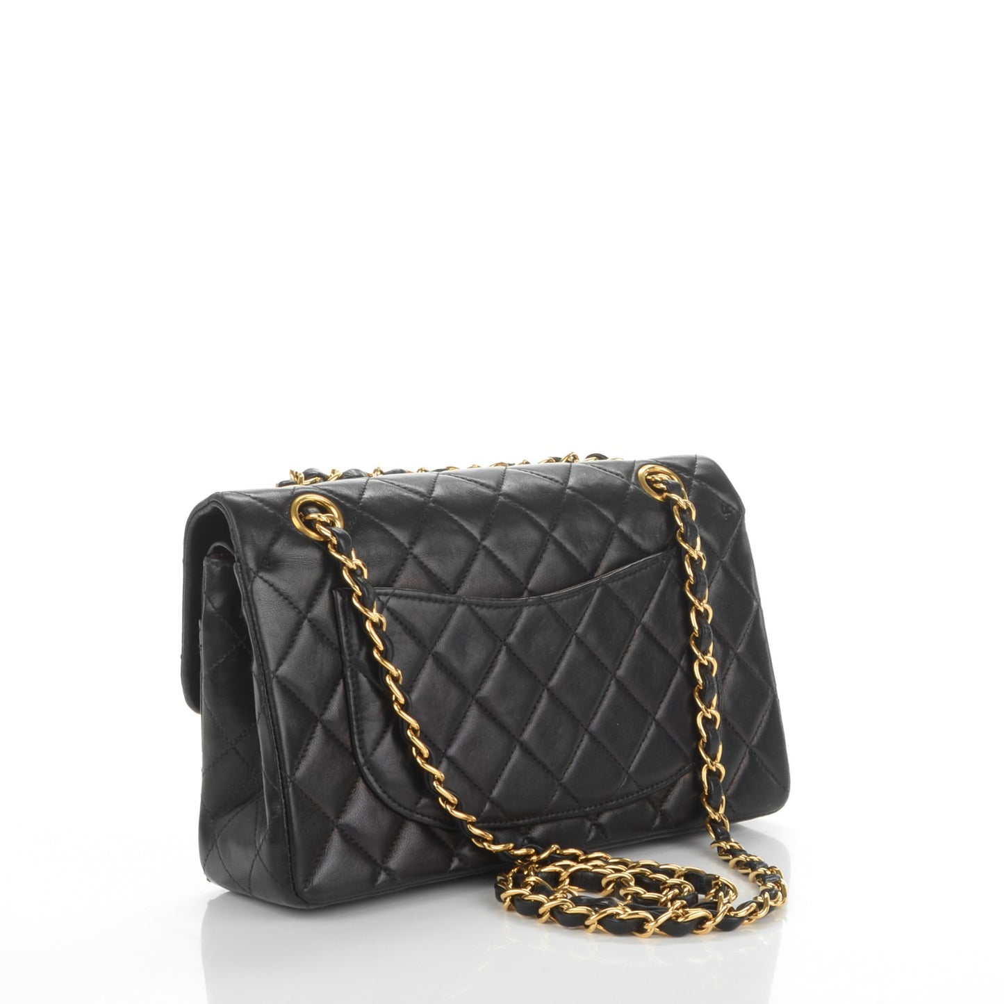 Lambskin Quilted Small Double Flap Black