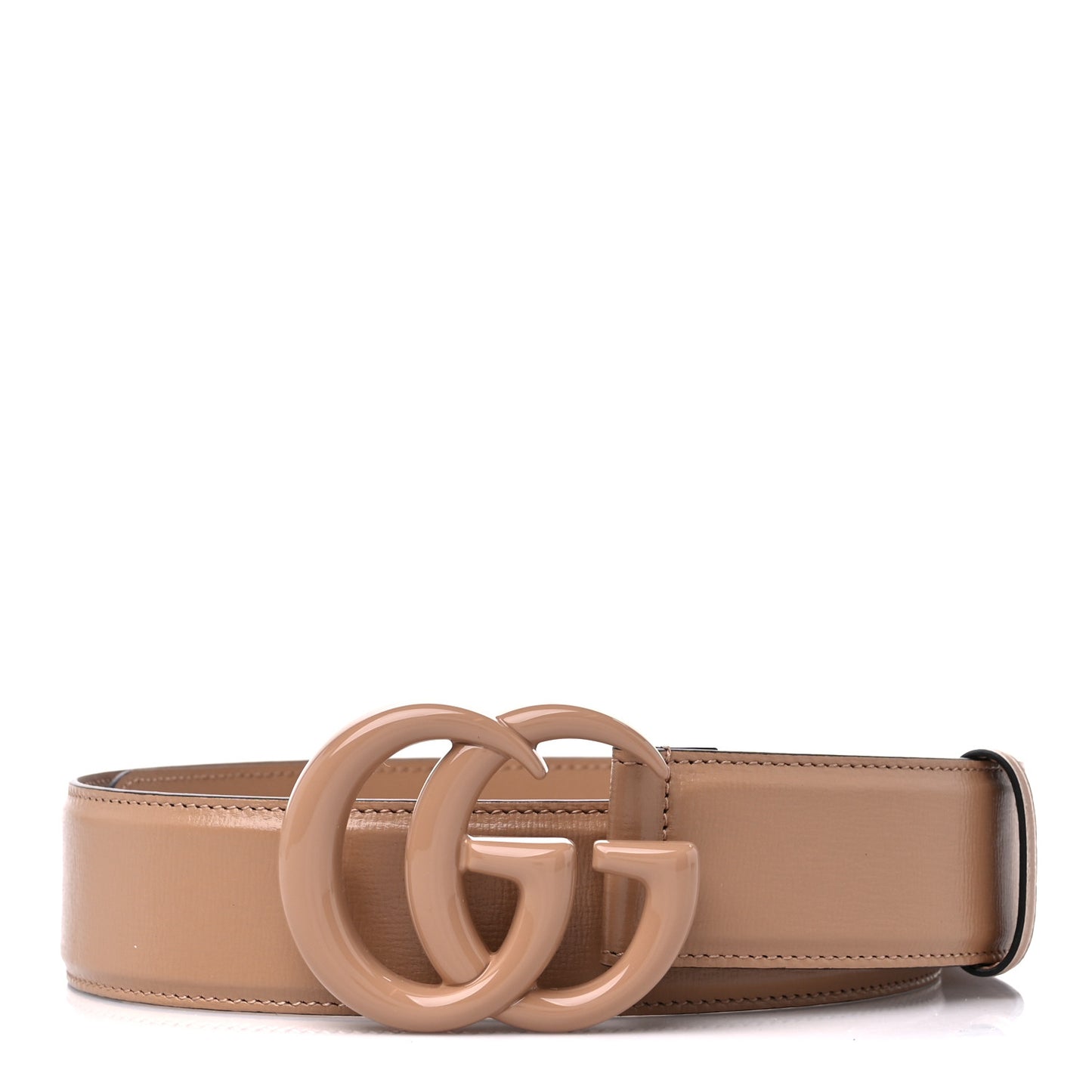 Azalea Calfskin Enamel Monochrome Double G 40mm Belt 80 32 Camelia