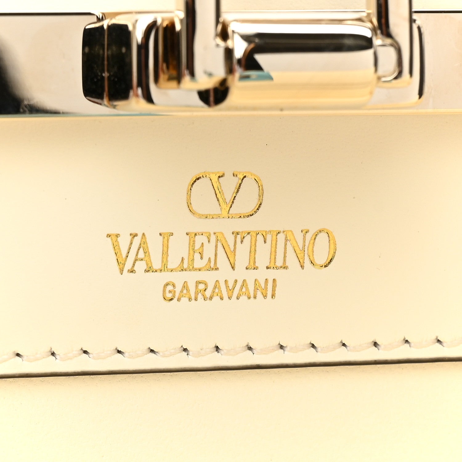 Valentino Garavani Calfskin Tonal Small Rockstud Top Handle Handbag Ivory 6 of 10