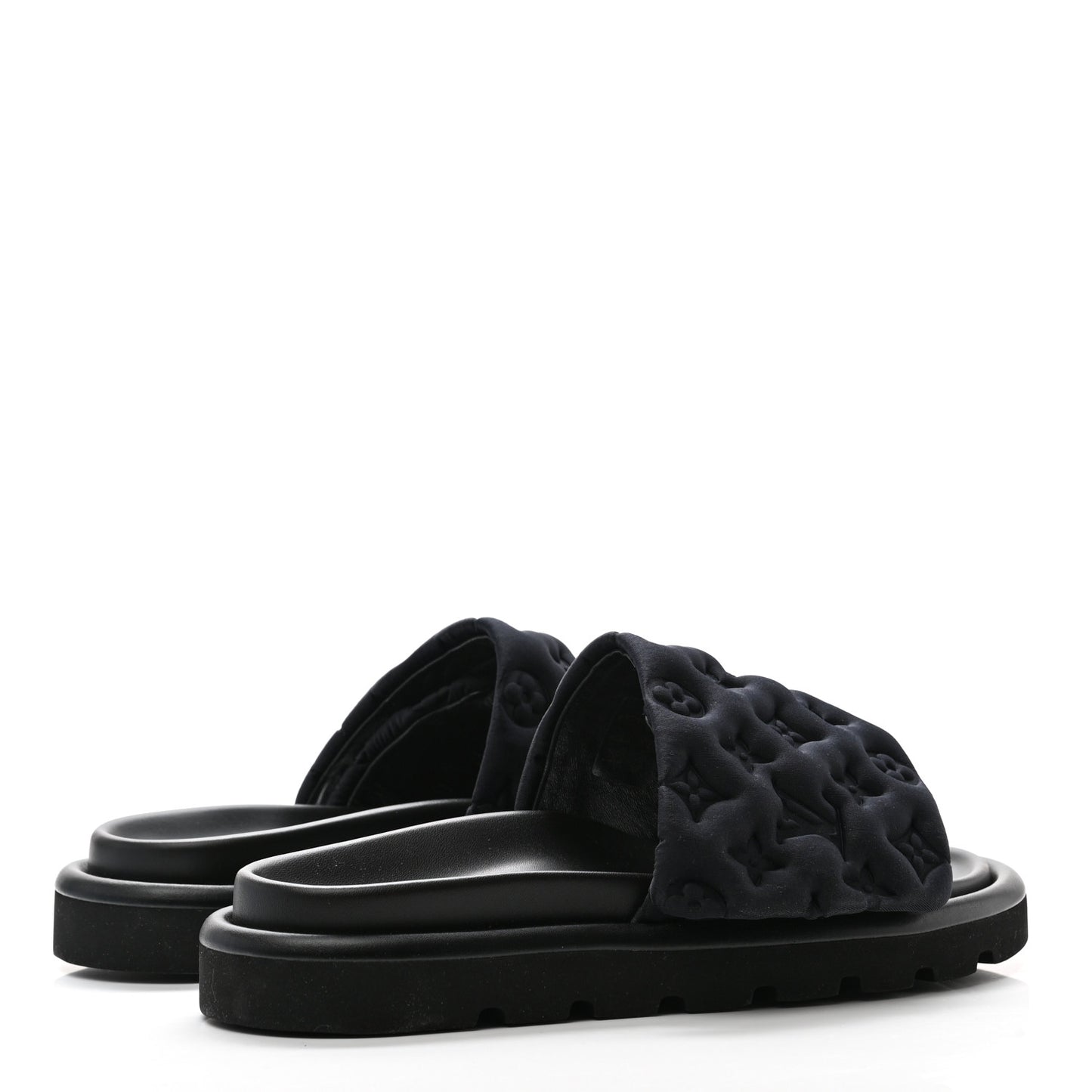 Technical Fabric Embossed Monogram Pool Pillow Comfort Mule 40 Black