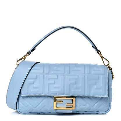 Fendi Nappa FF 1974 Embossed Baguette Azzurro Baby 1 of 16