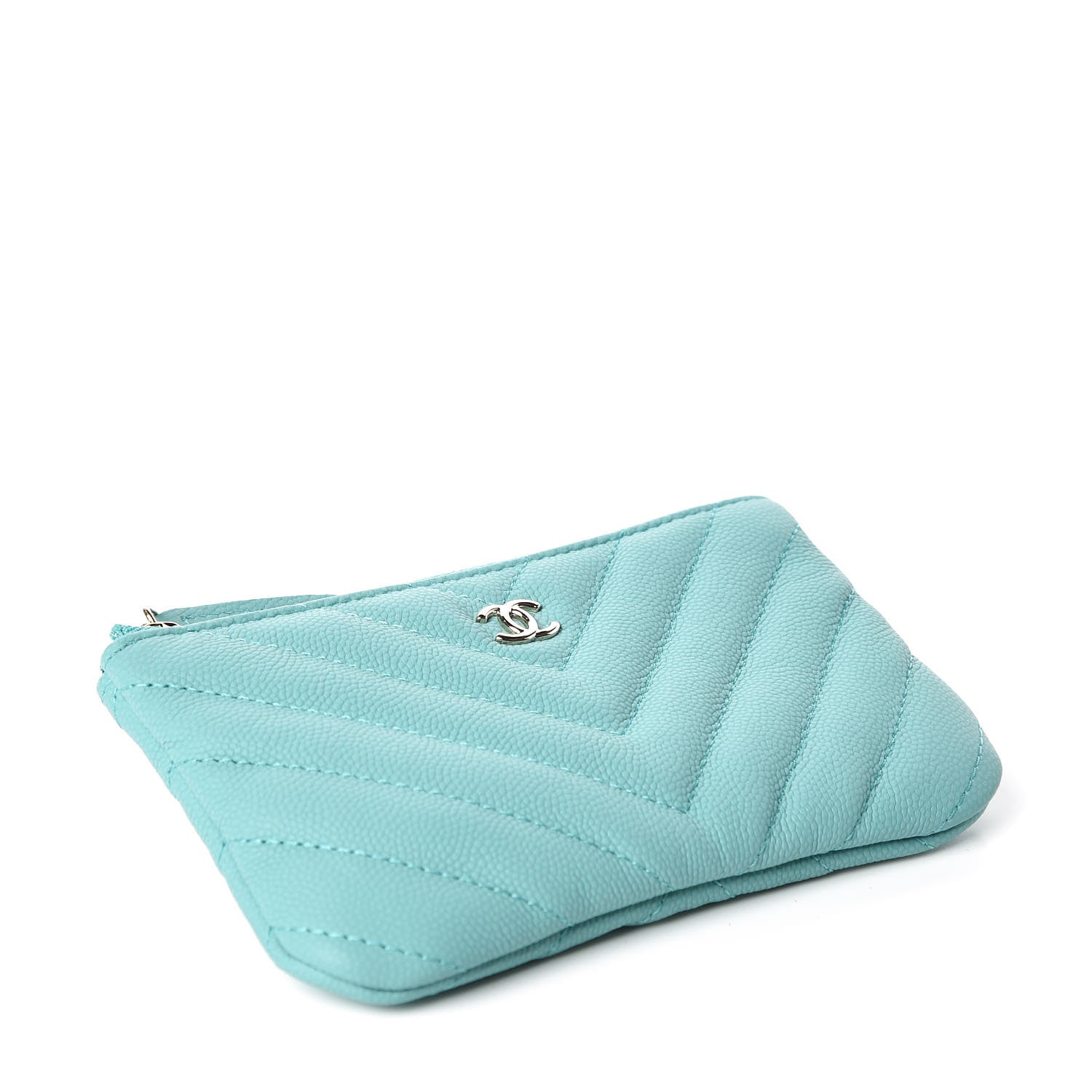 Chanel Caviar Chevron Quilted Small Cosmetic Case Green 4 of 10